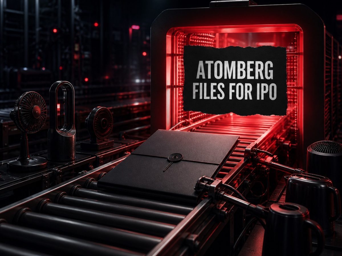 Appliance production line moving a prospectus folder toward an IPO gate
