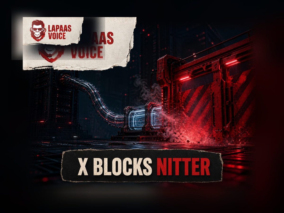 A red legal barrier slams shut across an open-source data relay after X challenges the Nitter project.