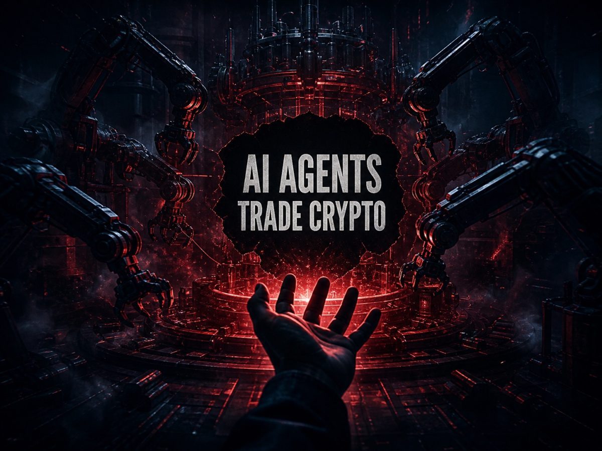 Robotic trading agents illustrating AI agents trading cryptocurrency
