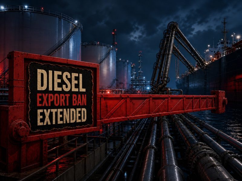 Russia extends diesel export ban to September 30, 2026