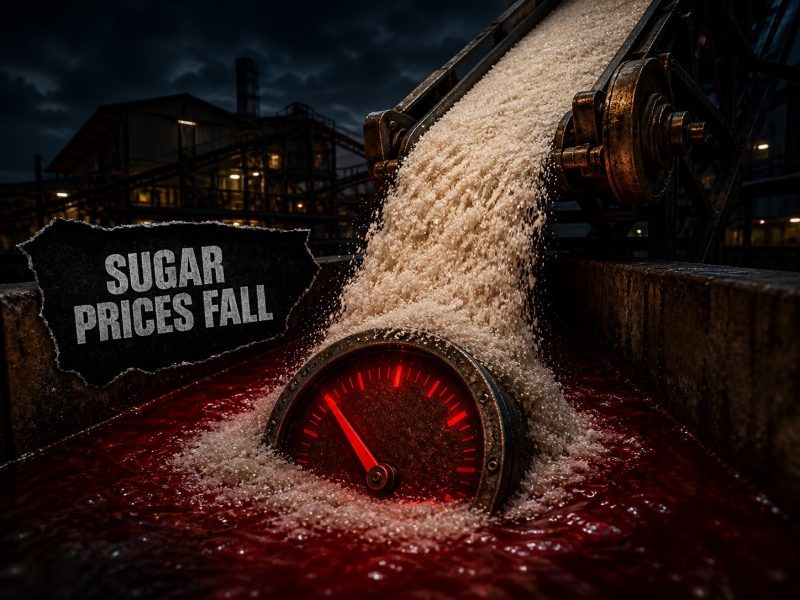 Sugar Prices in India Fall 25% at Mill Level