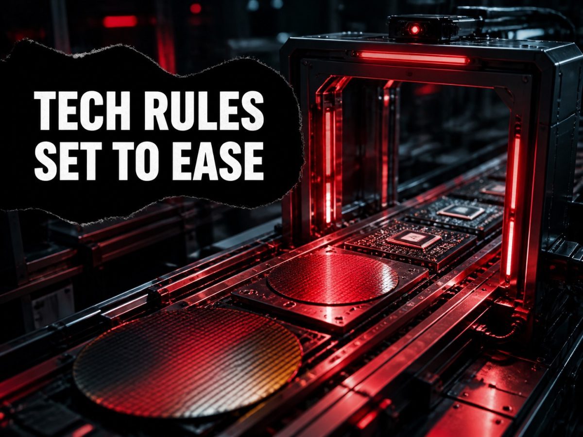 Cinematic semiconductor production gate illustrating planned easing of Indian BIS rules