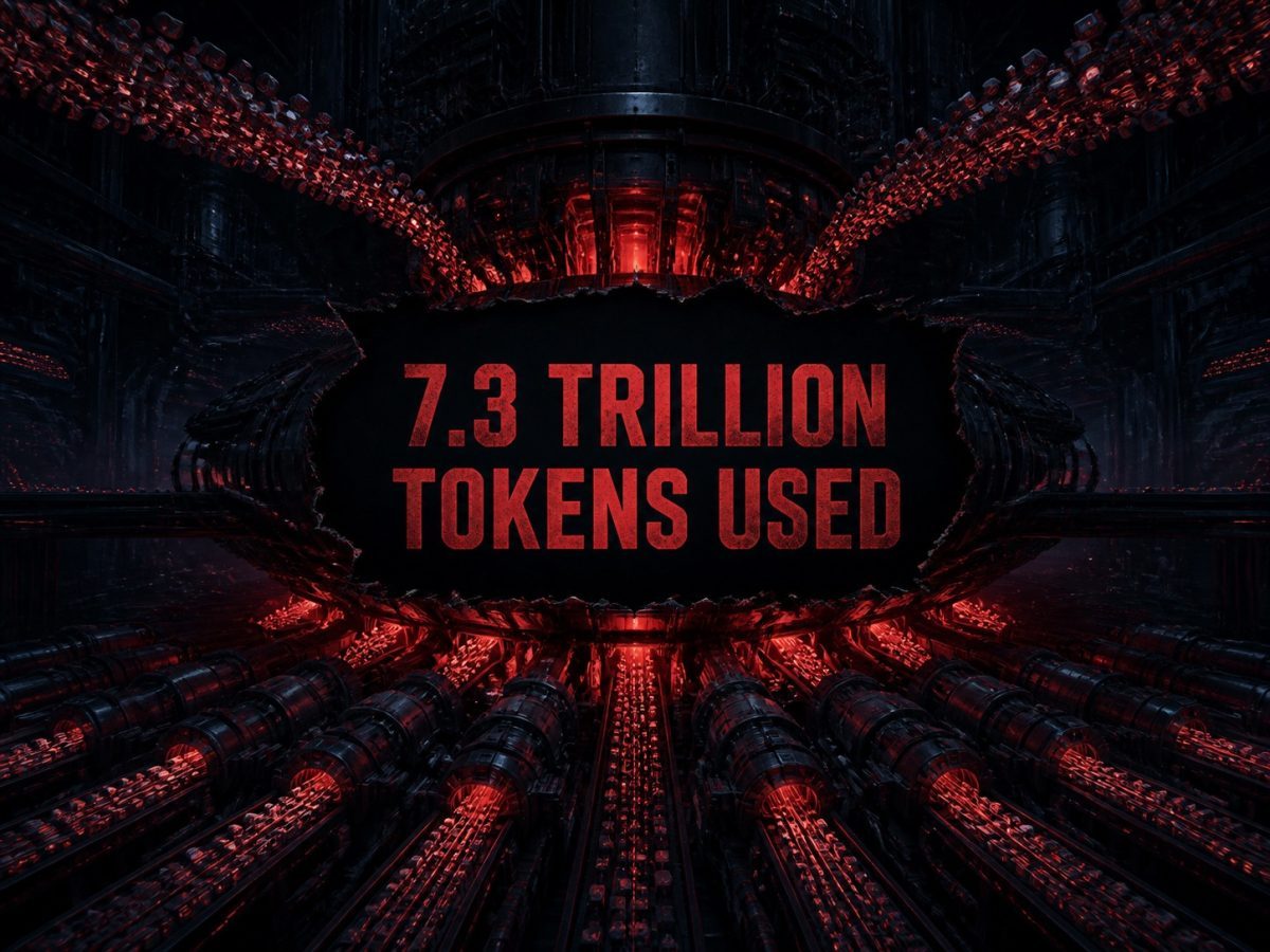 Parallel AI agent pipelines feed an enormous token-processing engine
