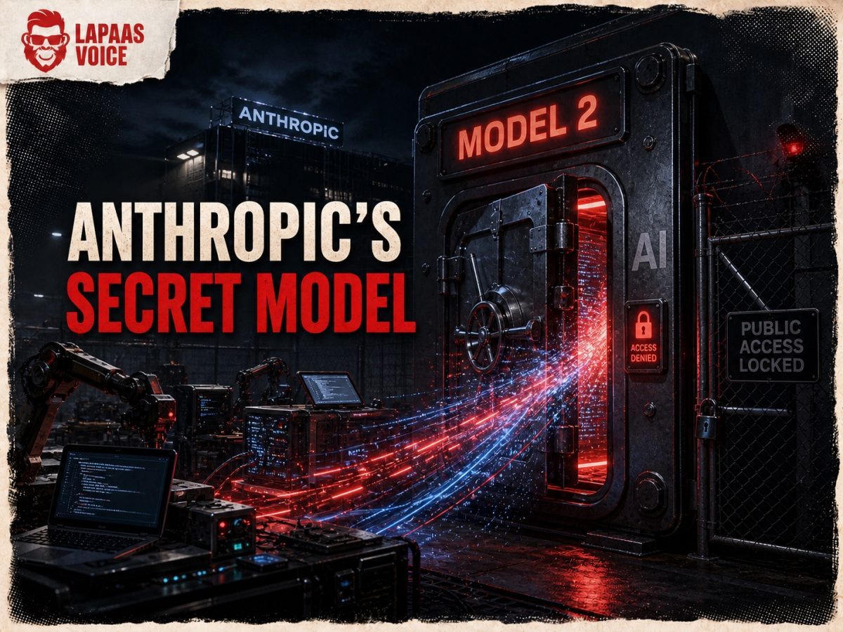 Sealed Model 2 vault powering Anthropic coding and research machinery behind a locked public gate.