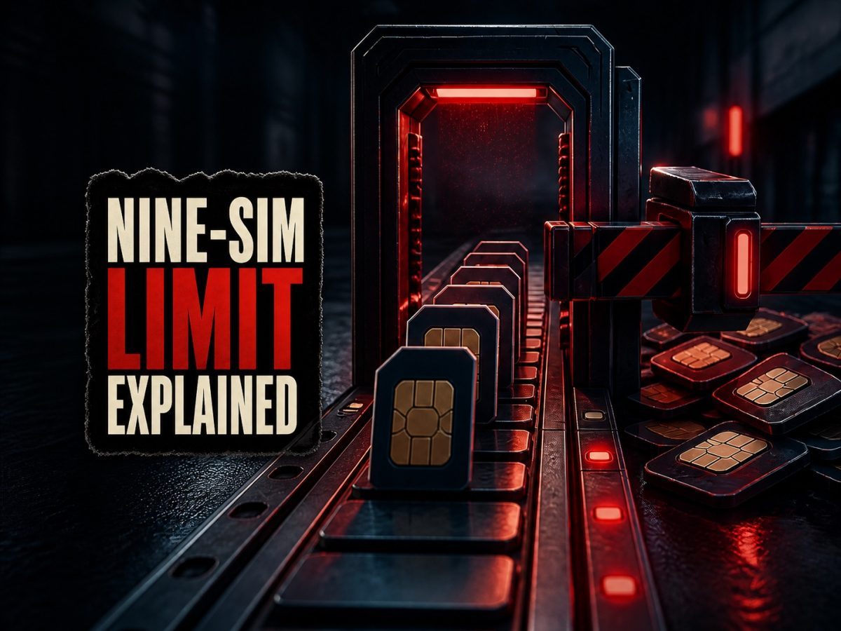 Generic SIM modules passing through a telecom identity checkpoint that blocks excess connections