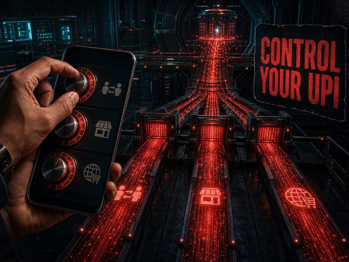 Smartphone controls three payment-category gates for safer UPI transactions.
