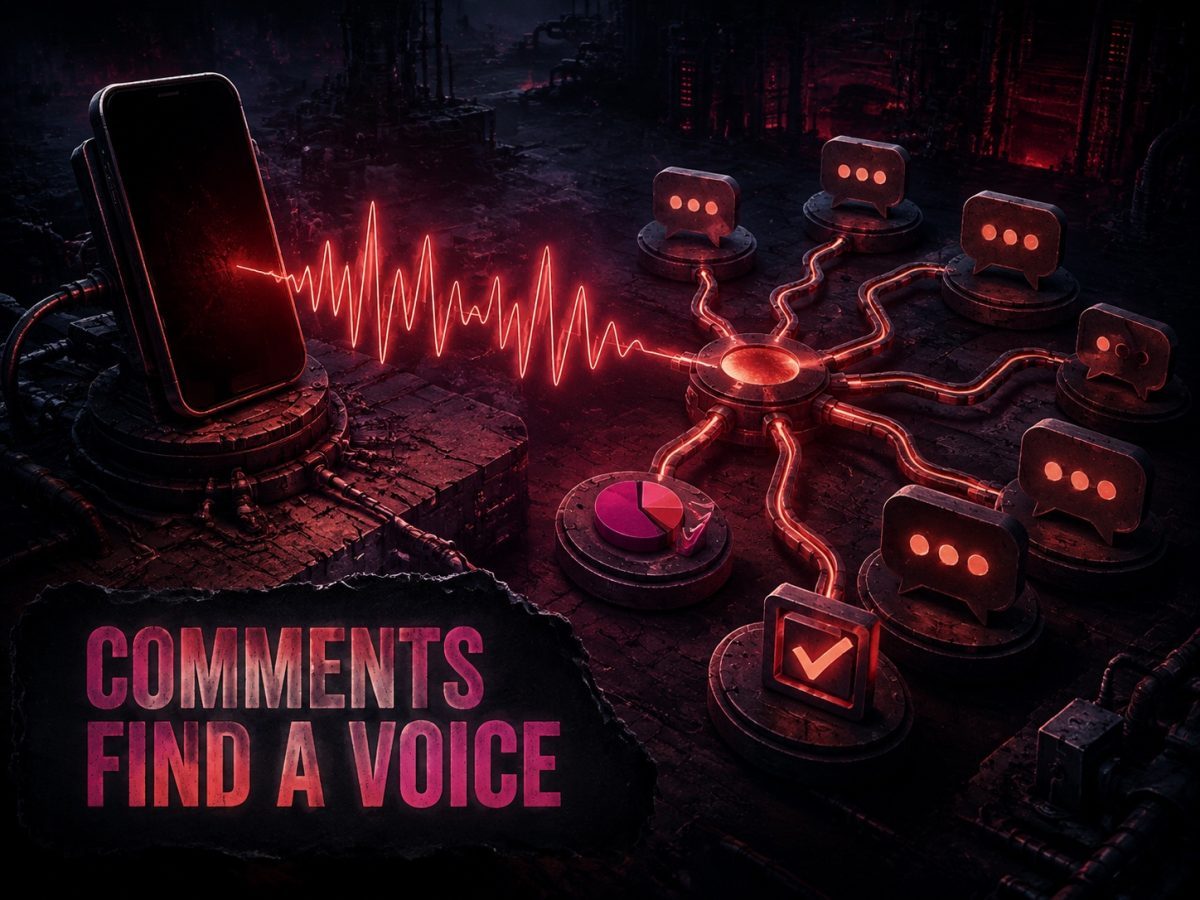Audio waveform branches into comment and poll mechanisms for TikTok voice comments