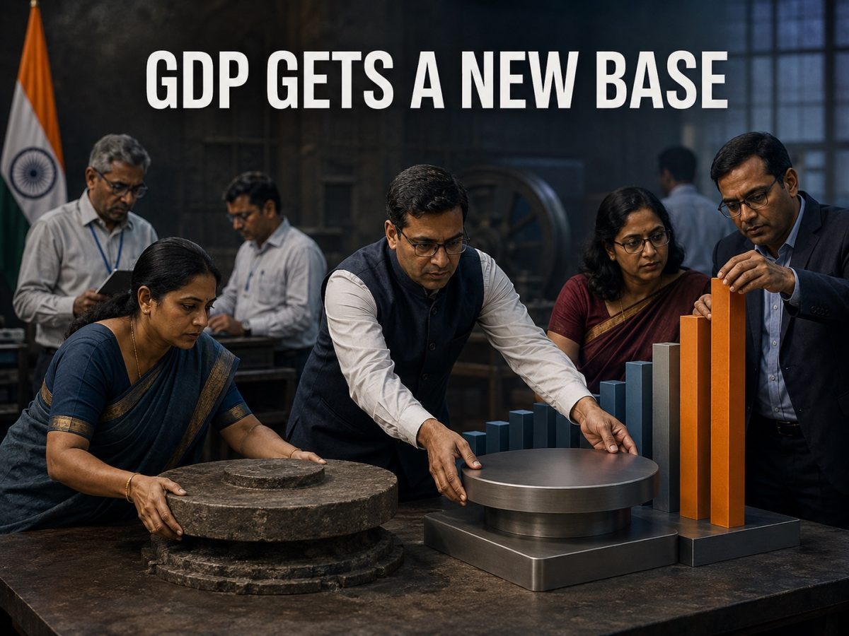 Gdp Gets A New Base: India Q1 GDP revision editorial illustration