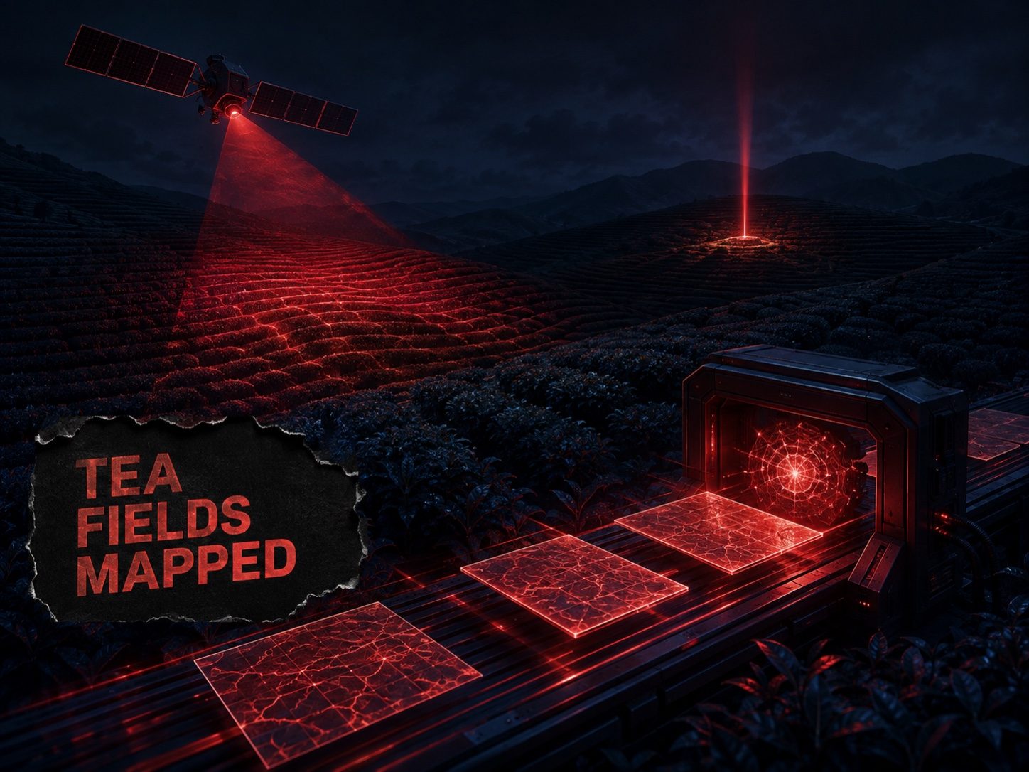 Tea Board AI monitoring illustrated with mapped tea plantations