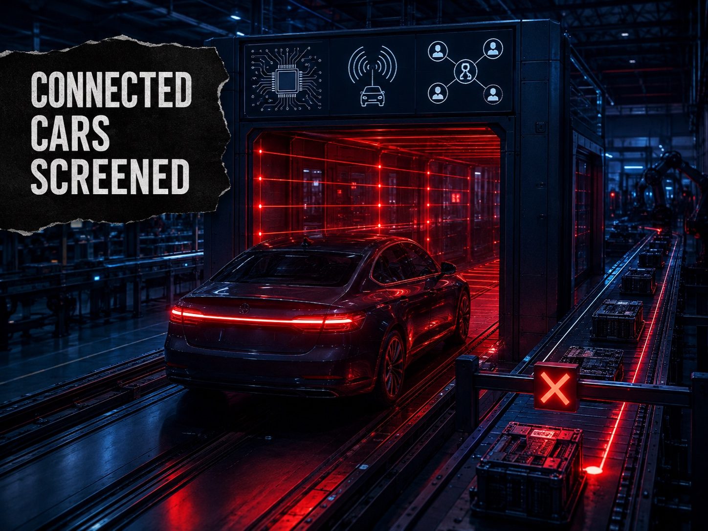 Chinese connected vehicle ban illustrated with screened car components