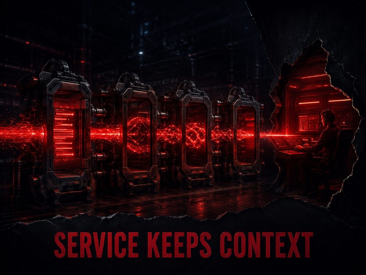 Service Keeps Context: Genesys customer service AI editorial illustration