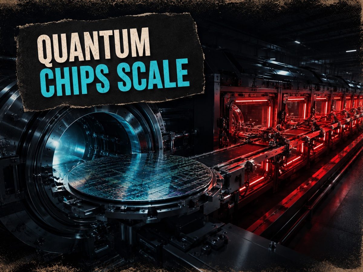Quantum chips scale: Copenhagen foundry editorial illustration