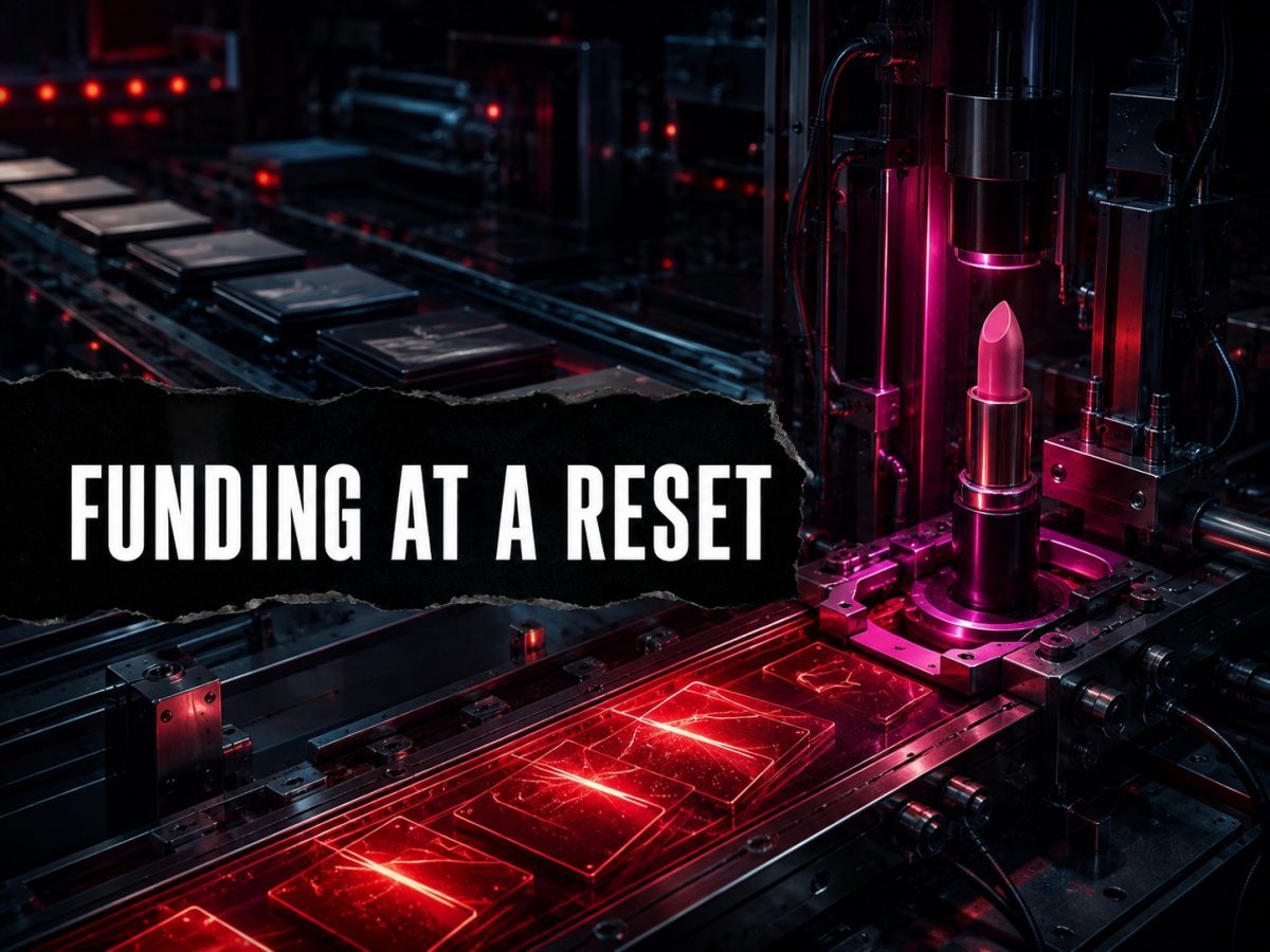 Lipstick production line illustrating Sugar Cosmetics funding and valuation reset