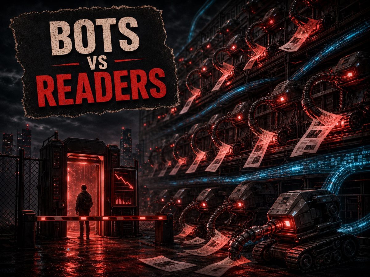 A website traffic pipeline splits AI discovery from blocked automated bots.
