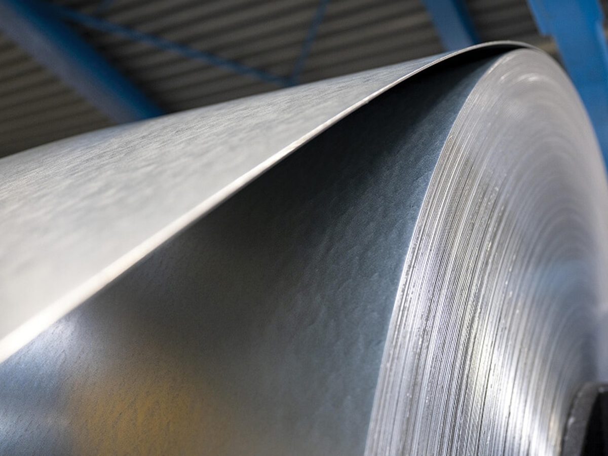 AM/NS Pelican galvanised steel coil shown in the exact official product photograph