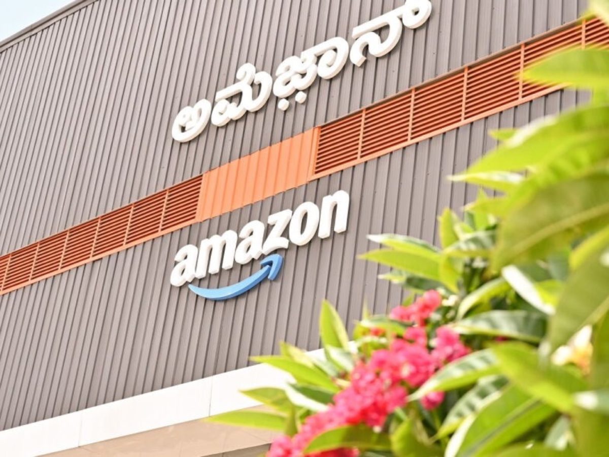 Amazon India Network Expansion shown at an official Amazon operations building in Bengaluru.