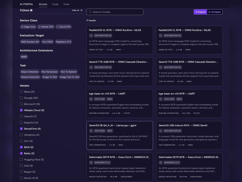 Arm AI Portal Opens Optimized Model Discovery