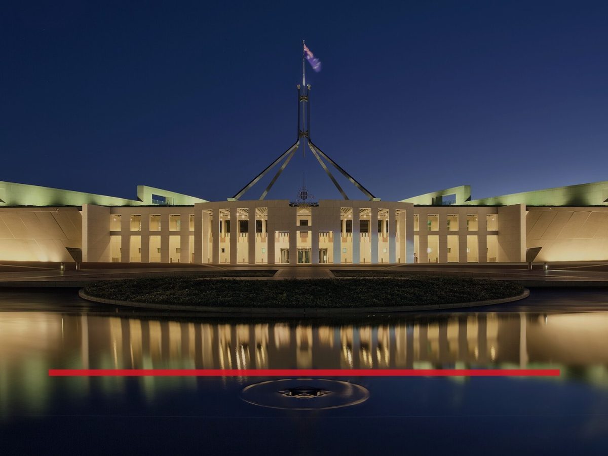 Australian Parliament House in Canberra at dusk, representing the proposed digital duty of care