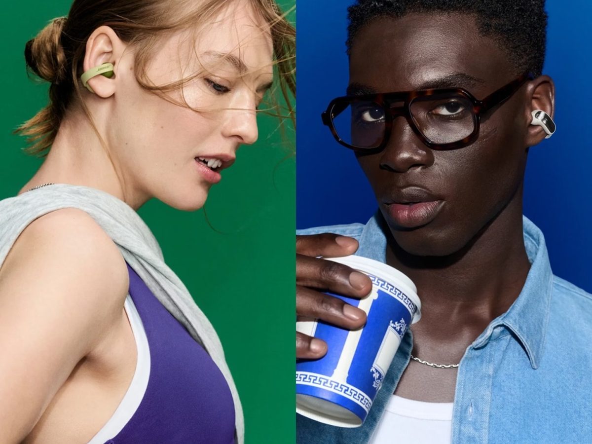 Bose Open Earbuds Sport and Ultra models in an official Bose product photograph.
