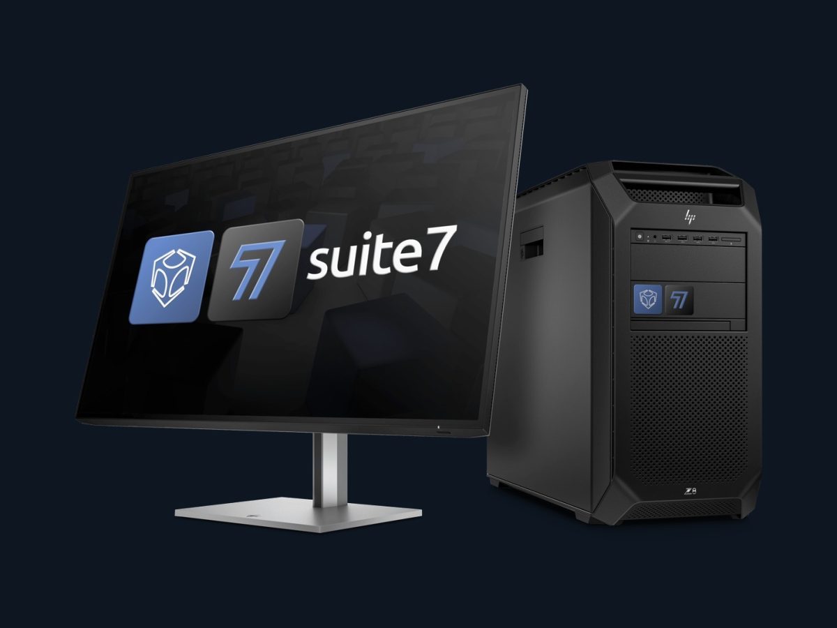 Brainstorm Suite 7 workstation and monitor on a dark studio background
