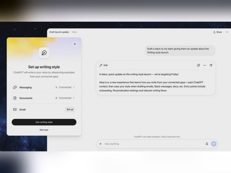 ChatGPT Work Writing Style Uses Connected Apps