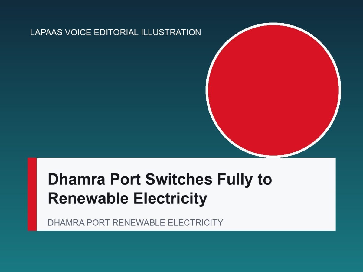 Editorial illustration representing Dhamra Port renewable electricity and its immediate operational consequence.
