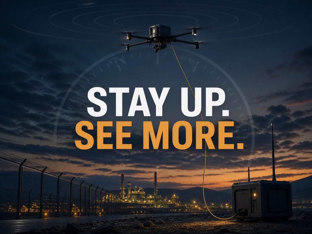 Easy Aerial tethered drone connected to a ground station for persistent surveillance