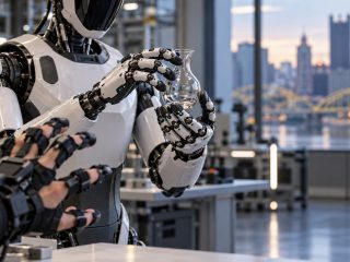 Humanoid Robot Sharpa D01 Links Touch and Training