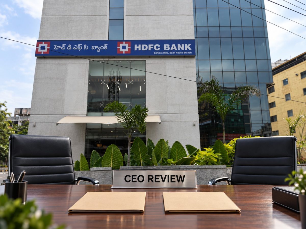 HDFC Bank CEO succession editorial image showing an exact licensed HDFC Bank branch exterior
