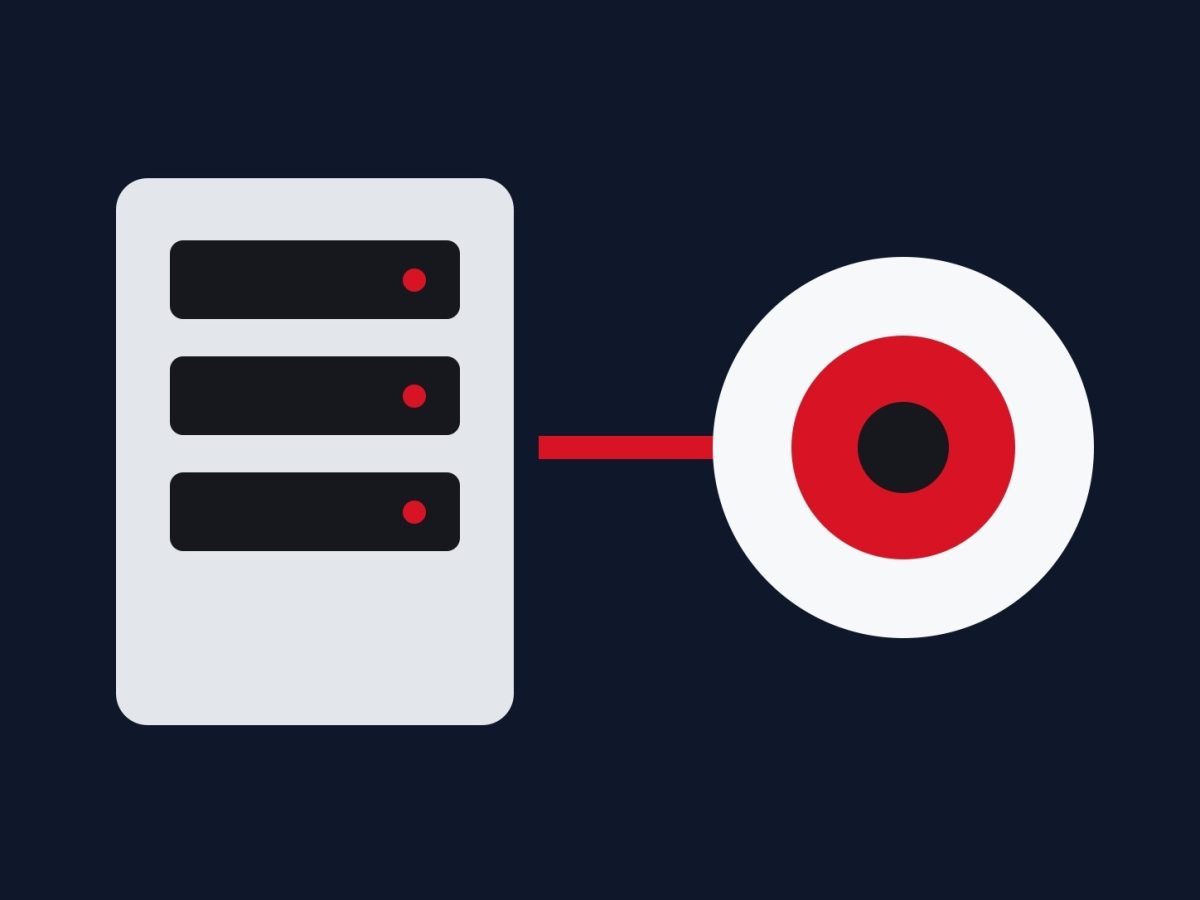 Editorial illustration of a bank data centre connected to a shared digital ledger