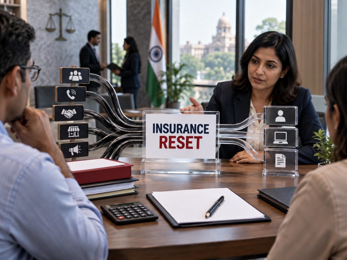 IRDAI distribution reforms shown as transparent insurance sales channels in an editorial illustration