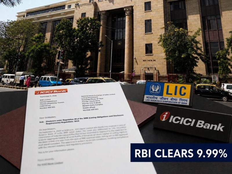 LIC ICICI Bank Stake Gets RBI Approval for 9.99%