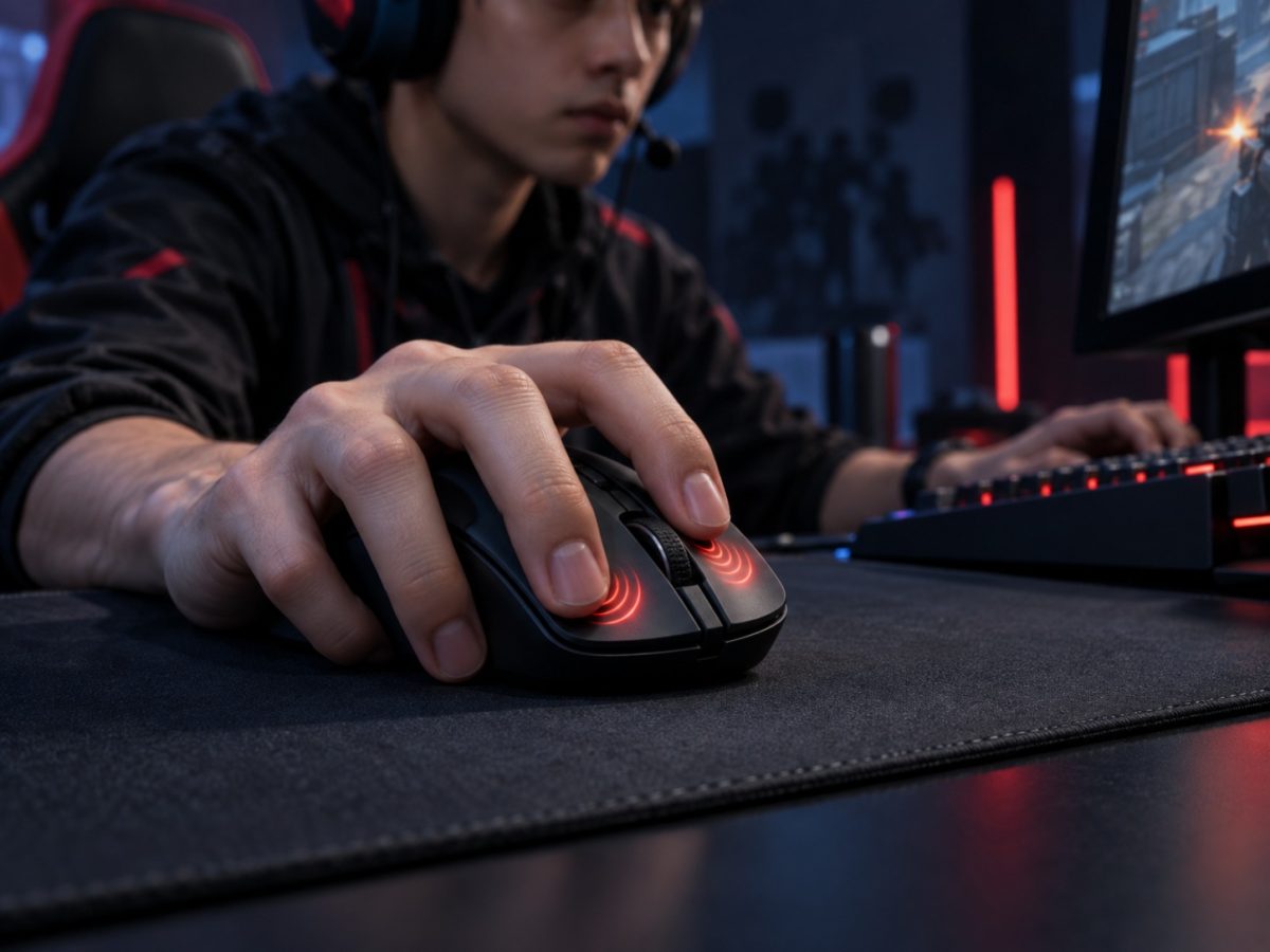 Editorial illustration representing logitech pro x3 refines haptic clicks