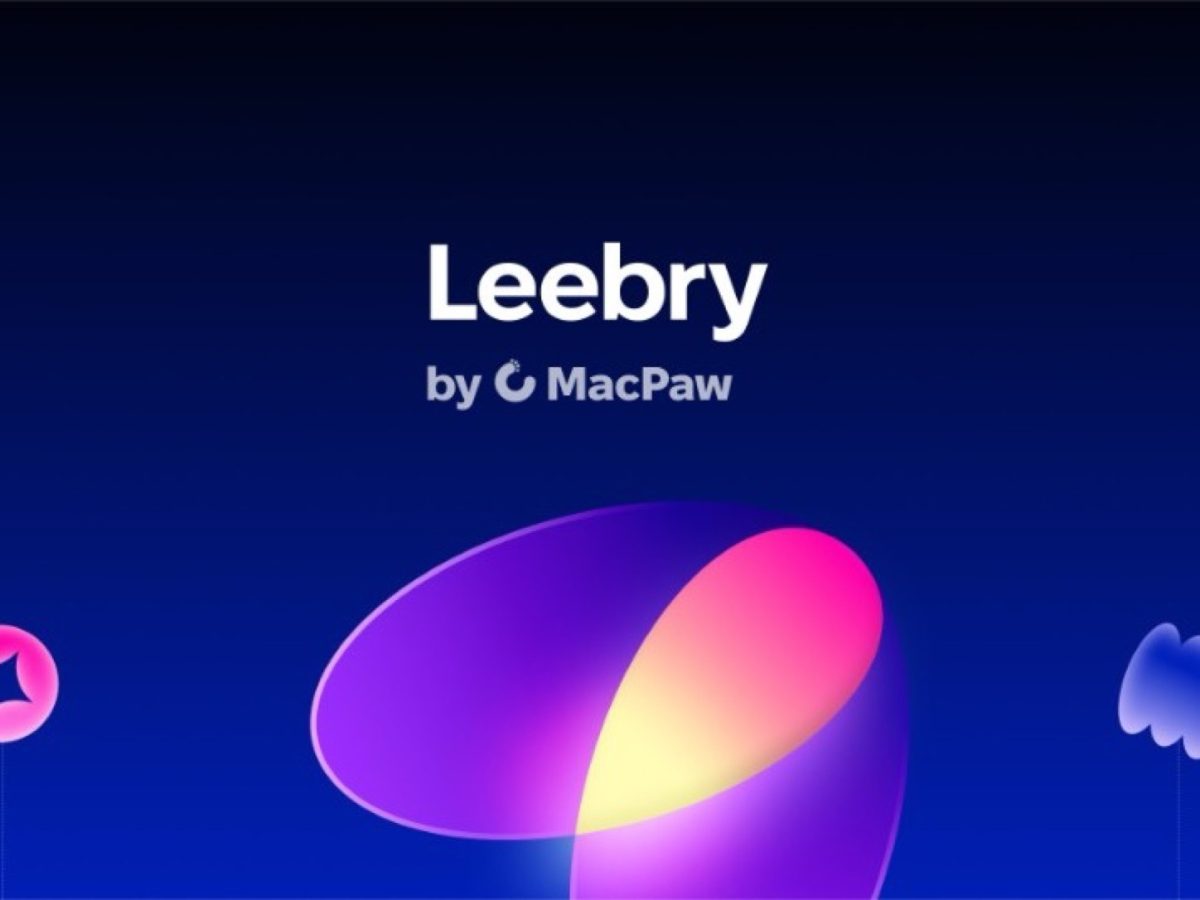 Exact official MacPaw Leebry product artwork showing the Leebry wordmark and central brand symbol