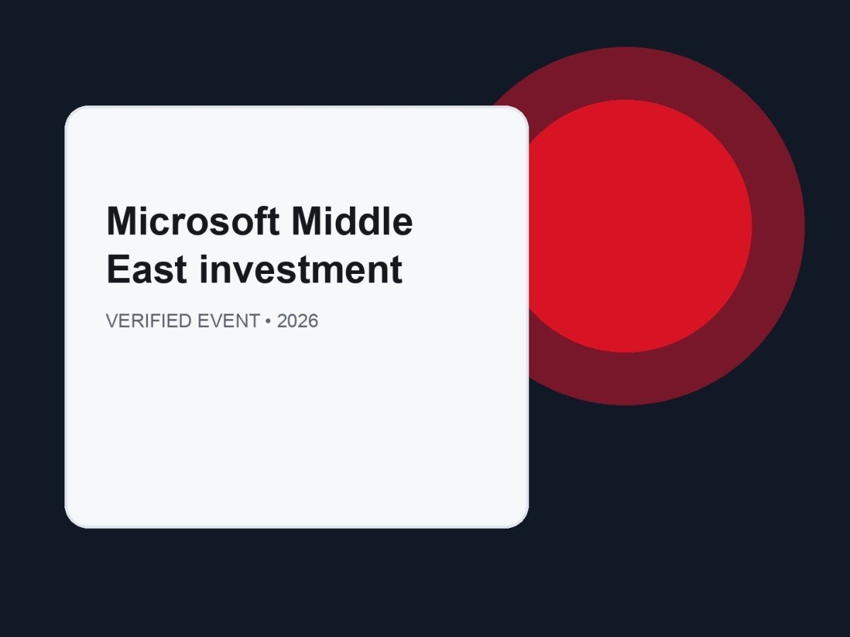 Editorial illustration representing Microsoft Middle East investment and its practical consequence