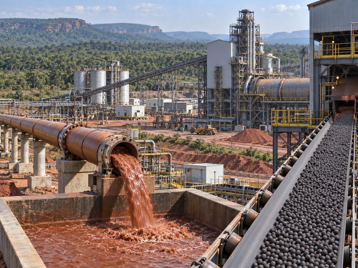 NMDC pellet project linking Bacheli ore processing with Nagarnar pellet production.