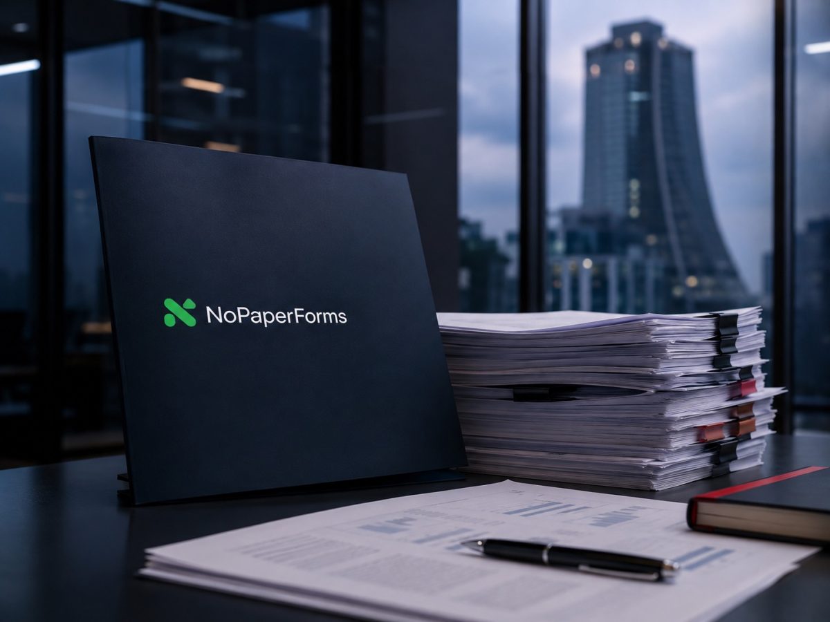 NoPaperForms IPO documents in a source-backed editorial illustration of public-market review