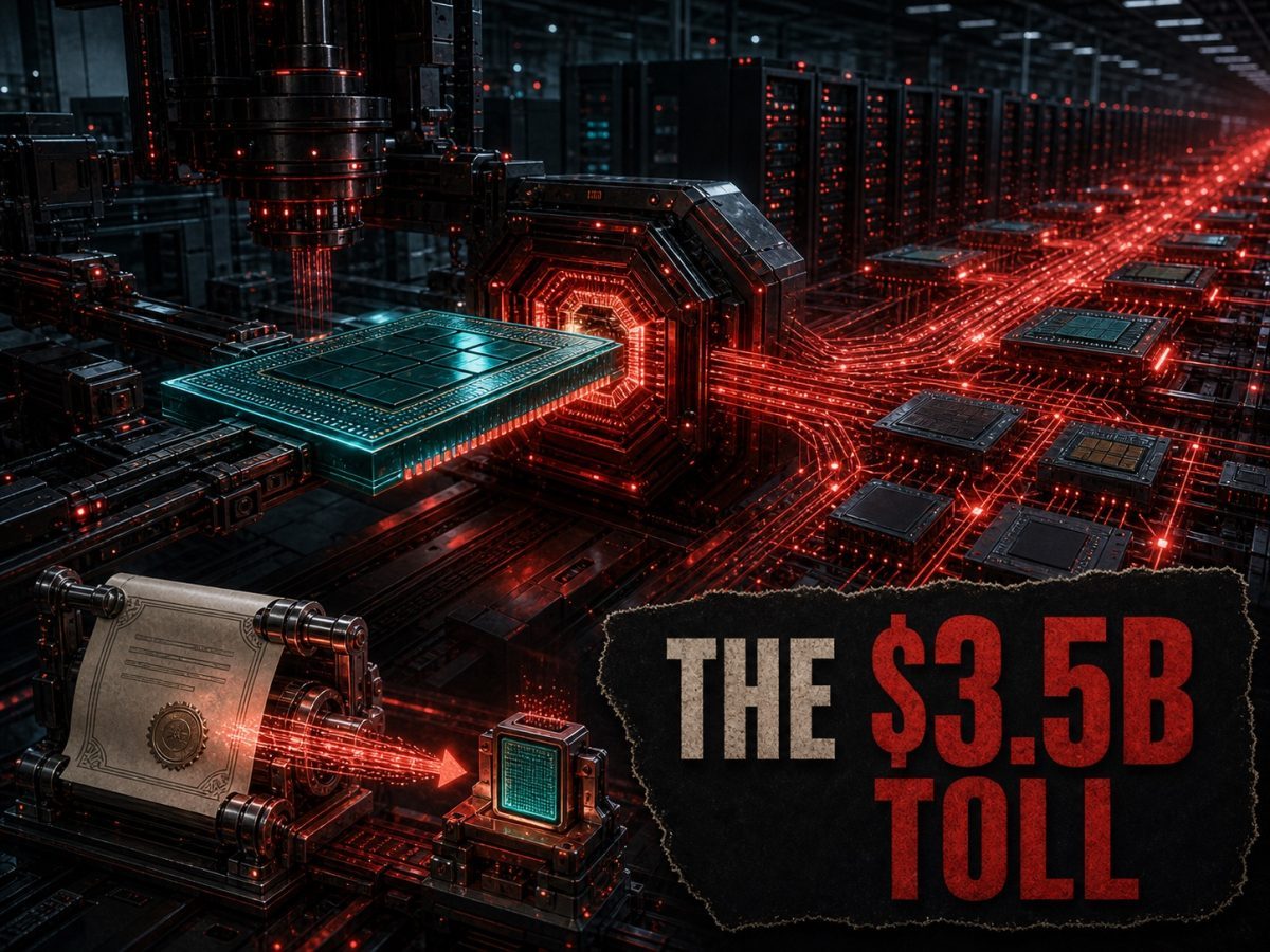 AI processors move through a shared high-speed interconnect tollbooth.