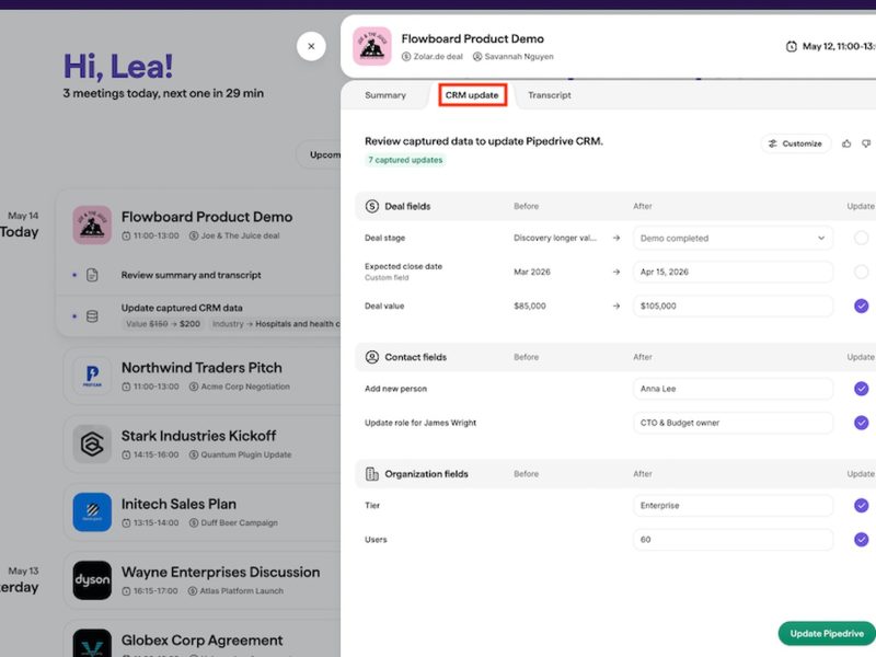 Pipedrive Nova Turns Meetings Into CRM Updates
