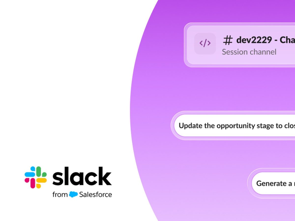 Official Slack artwork showing Slackbot two-way voice action context and completed work prompts.