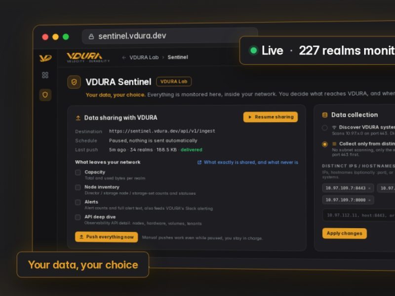 VDURA Sentinel Opens Storage Tickets Early