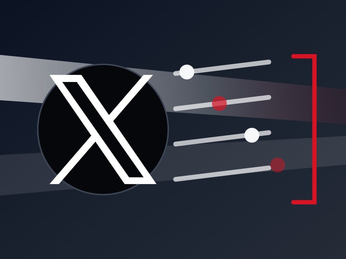 X Under the Hood editorial composite with the exact official X logo and abstract local-law visibility bands
