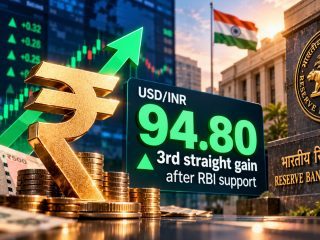 Rupee Rises to ₹94.80 Against Dollar as RBI Supports Recovery