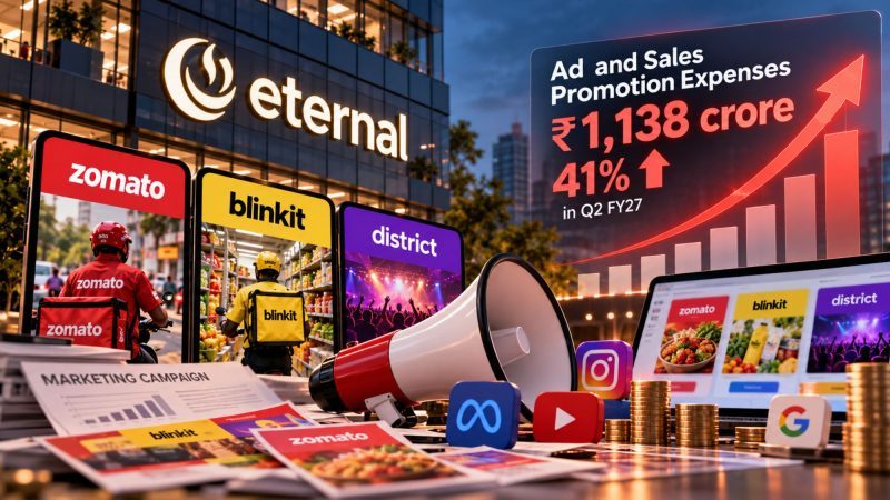 Eternal’s Advertising and Sales Promotion Expenses Rise 41% to ₹1,138 Crore in Q2 FY27