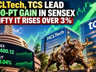 Sensex Rises as HCLTech and TCS Lead IT Stock Rally; Nifty IT Gains Over 3%