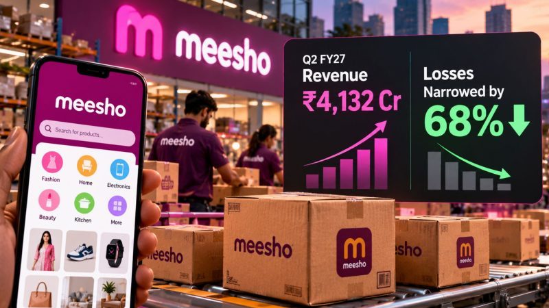 Meesho Posts ₹4,132 Crore Revenue in Q2 FY27 as Net Loss Narrows 68%