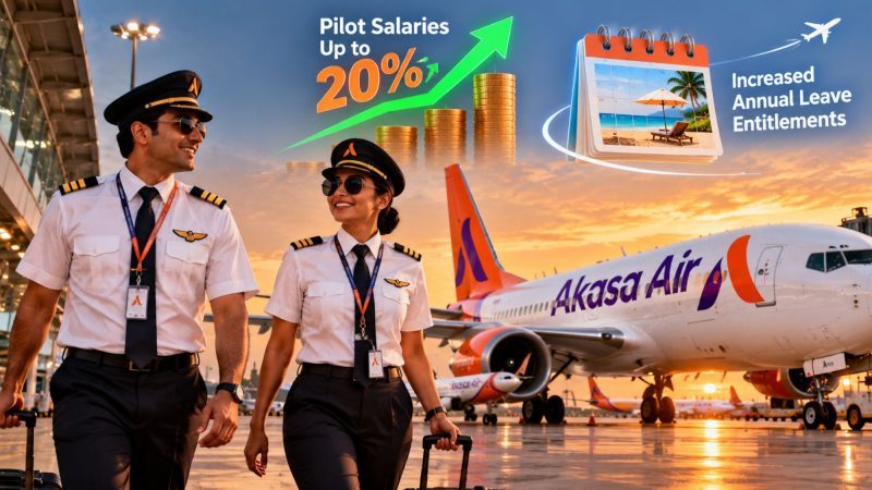 Akasa Air to Raise Pilot Salaries by Up to 20%, Increase Annual Leave From January 2027
