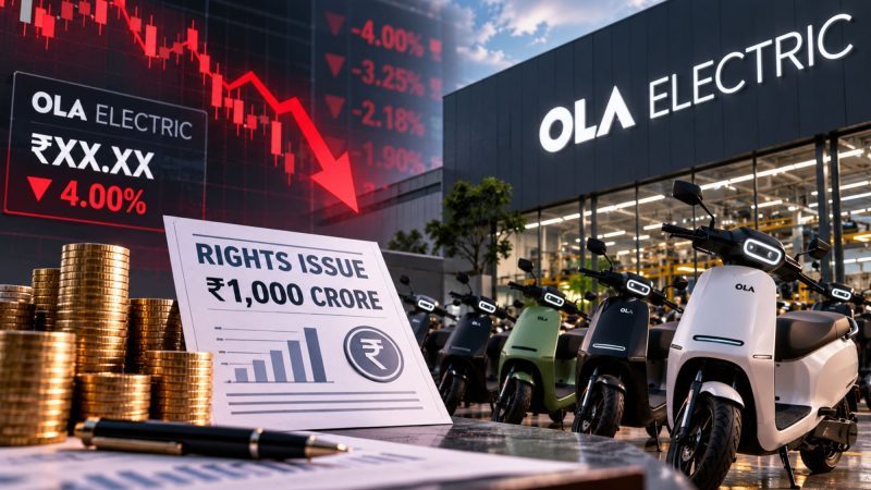 Ola Electric Shares Fall 4% as EV Maker Plans ₹1,000 Crore Rights Issue
