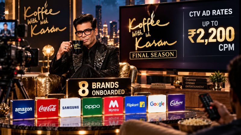Koffee With Karan Final Season Commands CTV Ad Rates of Up to ₹2,200 CPM, Eight Brands Onboard
