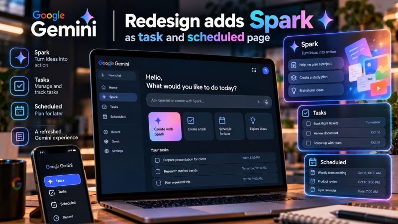 Google Gemini Redesign Adds Spark as Task and Scheduled Page